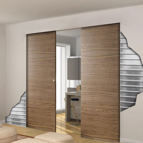 Casoneto doble para puertas correderas cuadradas ocultas en pared.