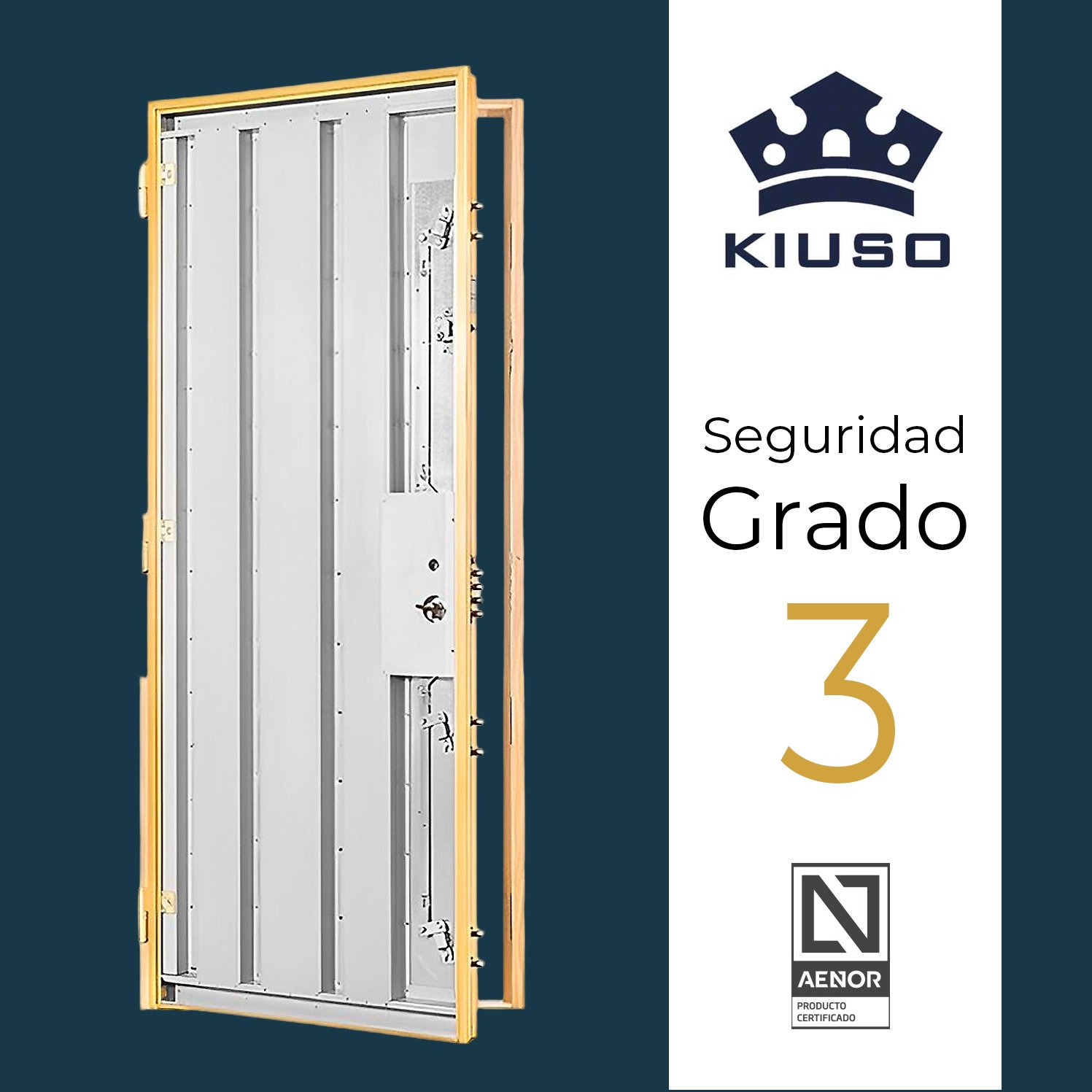 foto-portada-kiuso-3-100 Puerta acorazada Kiuso 100 grado 3 con estructura de acero y sistema antipalanca.